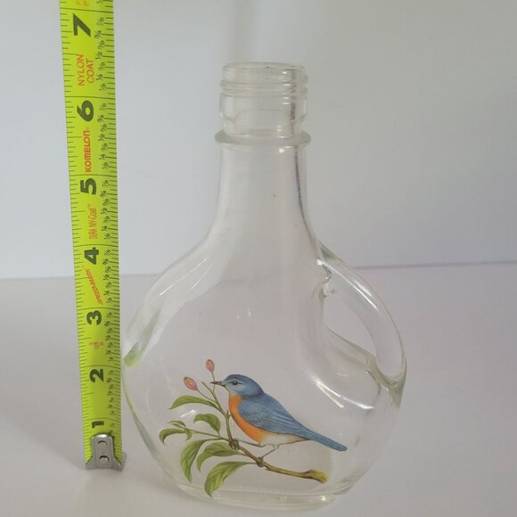 Vintage Clear Glass Bottle With Bluebird Design - Picture 6 of 6